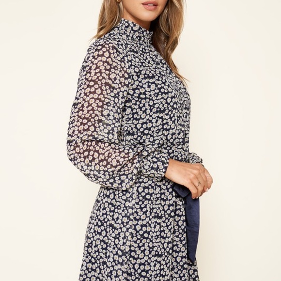 NWT Navy Floral High Neck Dress - Picture 5 of 5